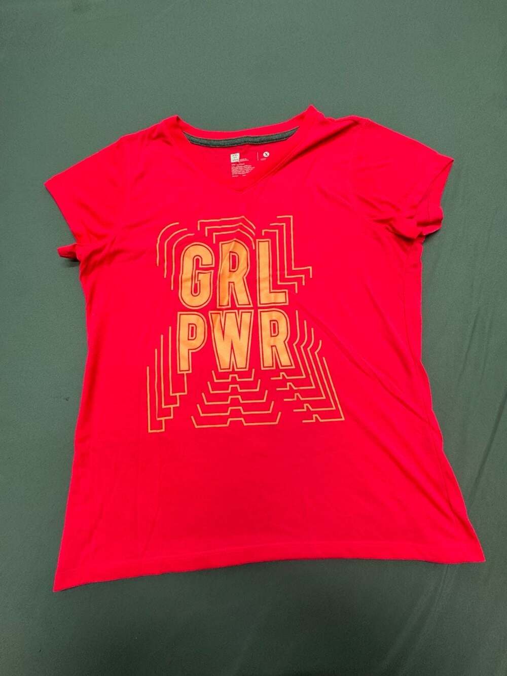 Xersion GRL PWR Graphic T-Shirt XXL Plus 20.5 Pink V-Neck